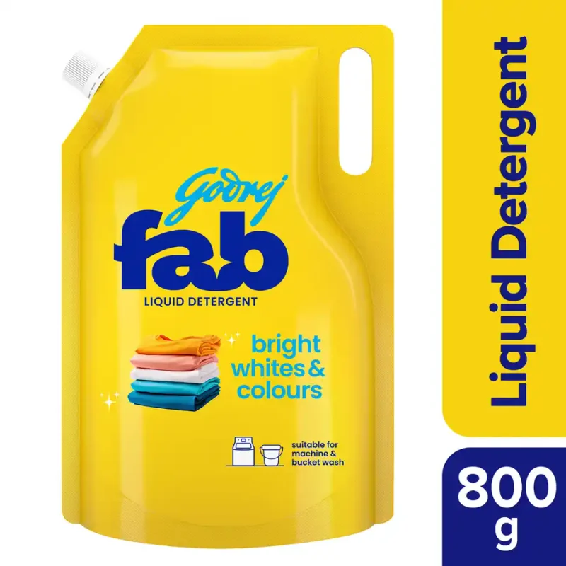 Godrej Fab Machine & Hand Wash Detergent Liquid Refill Pouch - 800 g