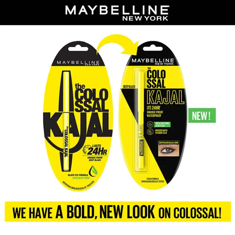 Maybelline New York The Colossal Kajal, Smudgeproof & Waterproof Lasts Up To 24H - Deep Black - 0.35 g