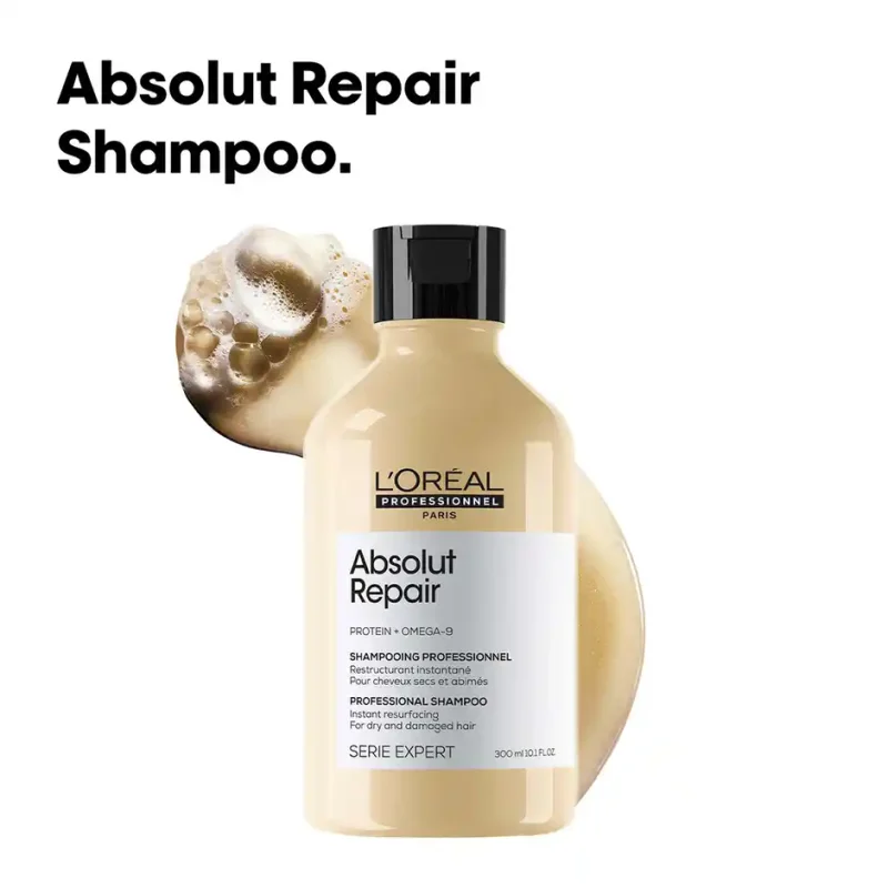 L'Oreal Professionnel Absolut Repair Shampoo For Dry and Damaged Hair With Wheat Protein - 300 ml