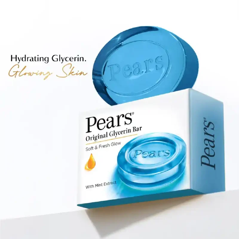 Pears Soft & Fresh Bathing Bar with 98% Pure Glycerine & Mint Extracts - For Fresh Glow - 125 g